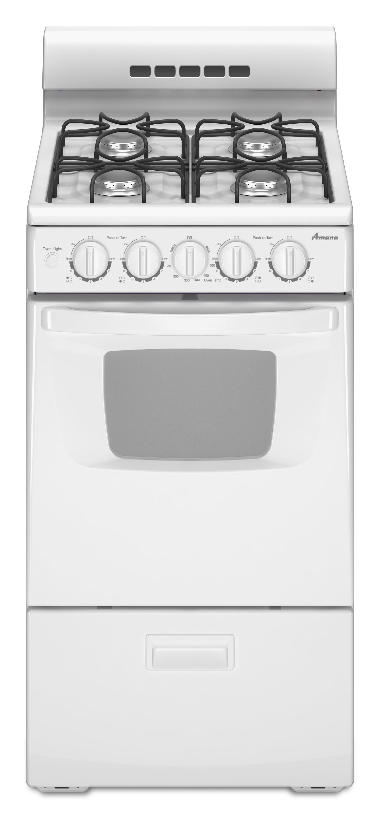 Amana AGG222VDW 20" Freestanding Gas Range with 4 Sealed Burners